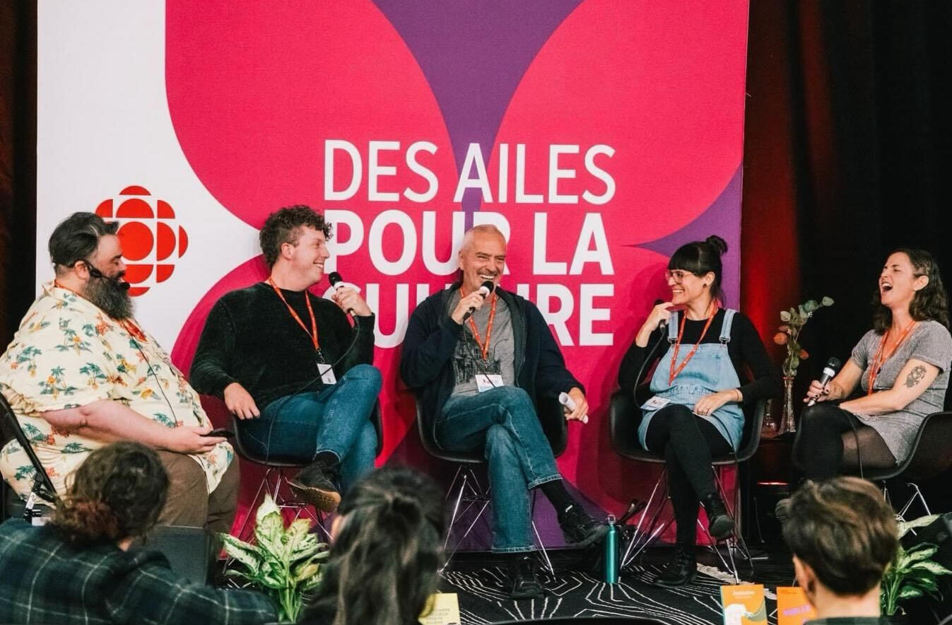 Salon du livre de l'Estrie 2024 Panel animé par Mikaël Bergeron, aux côtés de Samuel Larochelle, Ghislain Taschereau et Maude Painchaud-Major